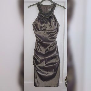 Cache Taupe cocktail dress